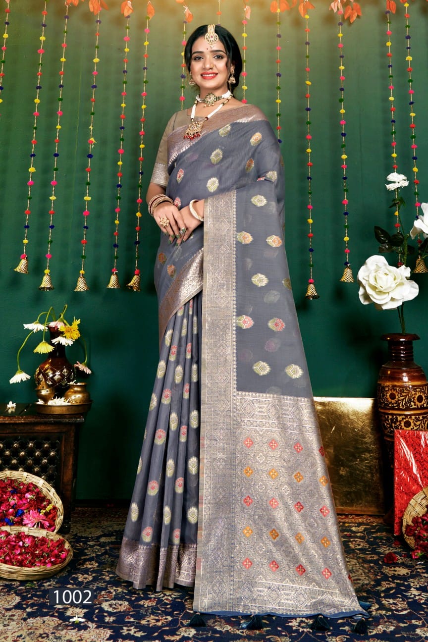 Hulchul Linen Vol 2 By Saroj Slub Linen Designer Sarees Suppliers In India
